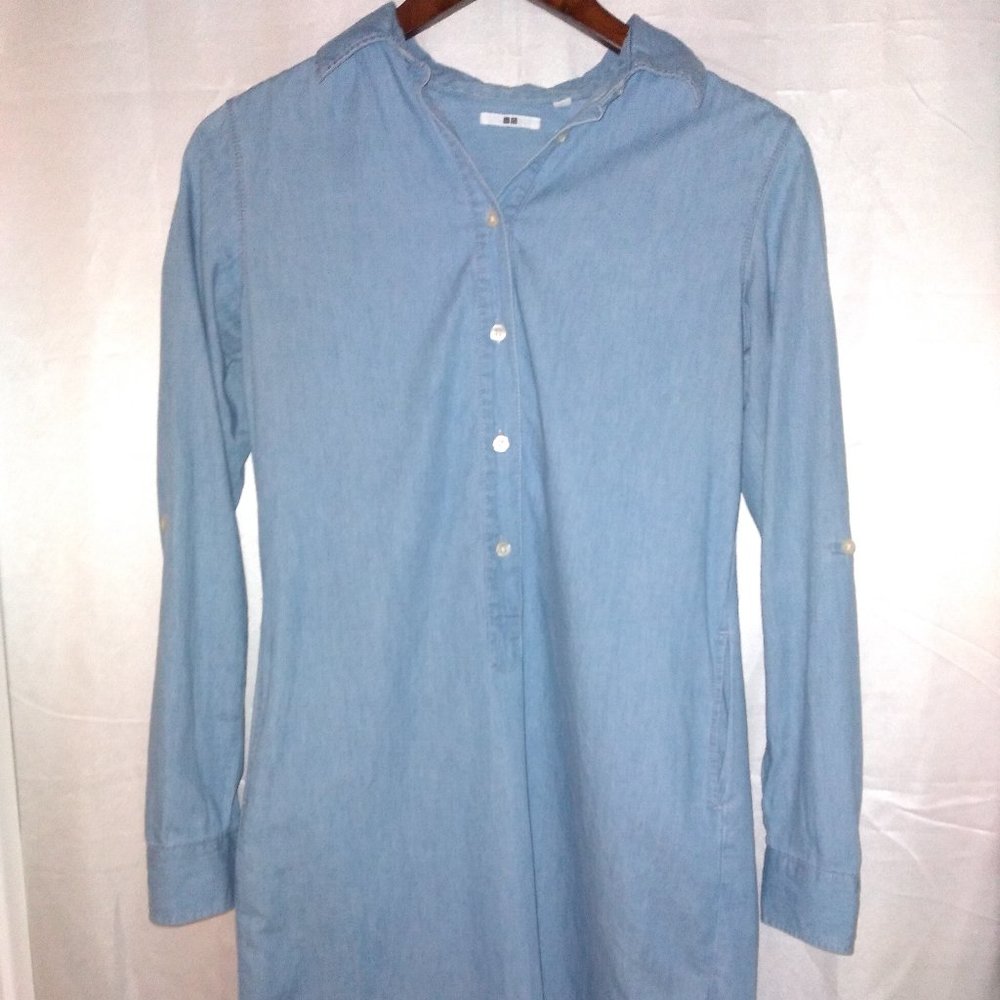 UNIQLO Chambray Shift Shirt Dress
